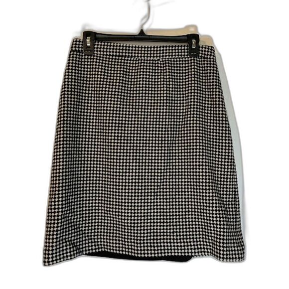 Talbots White/Black Houndstooth Lined Wool Blnd Corpcore Business Casual Skirt 6 - Picture 1 of 3
